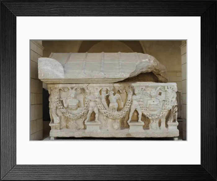 Framed Print : Garland sarcophagus. Marble. Tel Mevorah Framed Print : Garland sarcophagus. Marble. Tel Mevorah