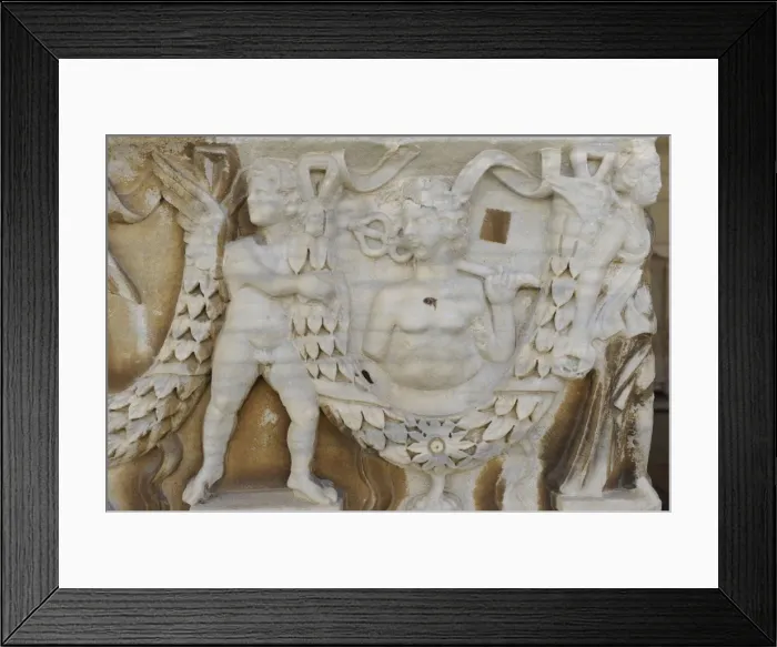 Framed Print : Garland sarcophagus. Marble. Tel Mevorah. Detail Framed Print : Garland sarcophagus. Marble. Tel Mevorah. Detail