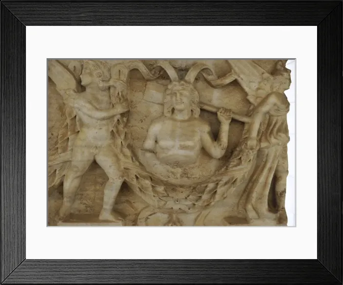 Framed Print : Garland sarcophagus. Marble. Tel Mevorah. Detail Framed Print : Garland sarcophagus. Marble. Tel Mevorah. Detail