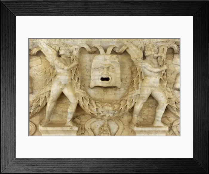 Framed Print : Garland sarcophagus. Marble. Tel Mevorah. Roman period, 3rd Framed Print : Garland sarcophagus. Marble. Tel Mevorah. Roman period, 3rd