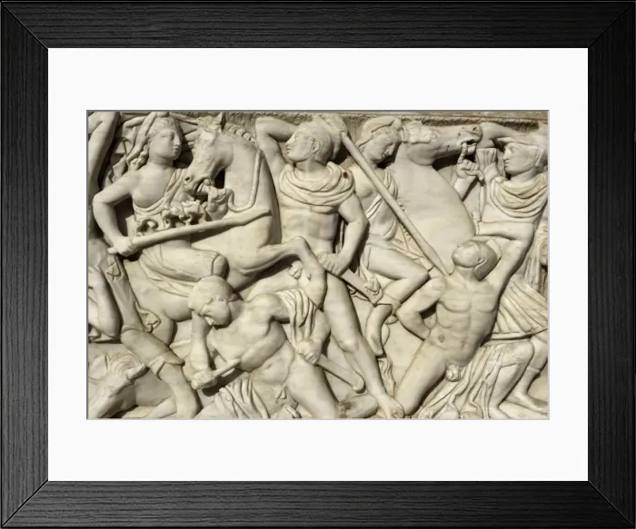 Framed Print : Sarcophagus. Marble. Tel Mevorah. Battle between Amazons Framed Print : Sarcophagus. Marble. Tel Mevorah. Battle between Amazons