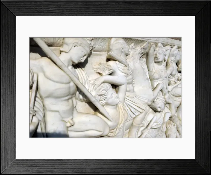 Framed Print : Sarcophagus. Marble. Tel Mevorah. Battle between Amazons Framed Print : Sarcophagus. Marble. Tel Mevorah. Battle between Amazons