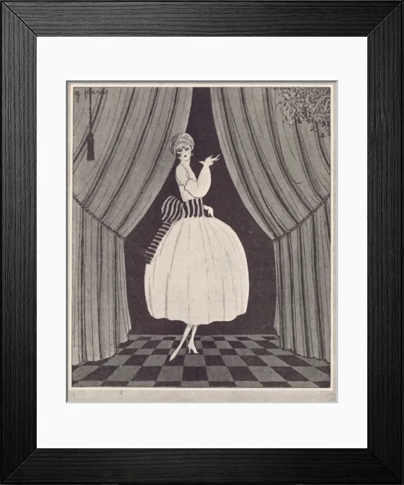 Framed Print : Art deco sketch entitled Mistletoe Kisses by G. Peres Framed Print : Art deco sketch entitled Mistletoe Kisses by G. Peres