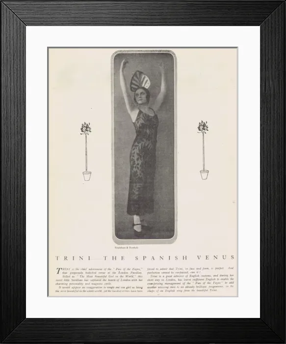 Framed Print : Portrait of the dancer Trini, the Spanish Venus, London, 192 Framed Print : Portrait of the dancer Trini, the Spanish Venus, London, 192