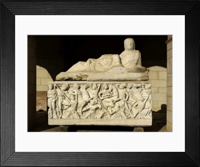 Framed Print : Sarcophagus. Marble. Tel Mevorah. Battle between Amazons Framed Print : Sarcophagus. Marble. Tel Mevorah. Battle between Amazons