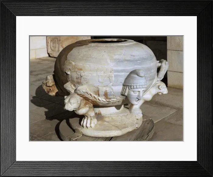 Framed Print : Basin, marble. Montfort. Roman period, 1st century CE