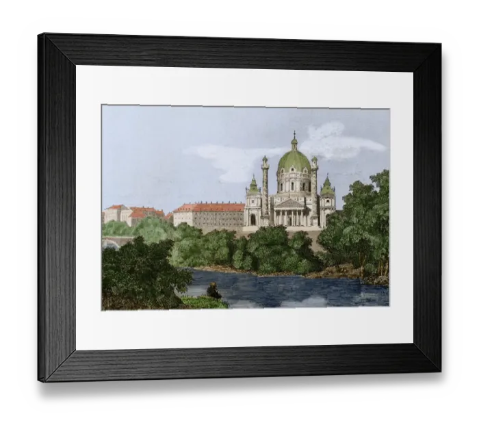 Framed Print : Austria. Vienna. St. Charless Church. Baroque. 19th century