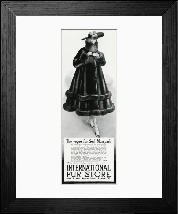 Framed Print : Advert for International Fur Store 1916 Framed Print : Advert for International Fur Store 1916