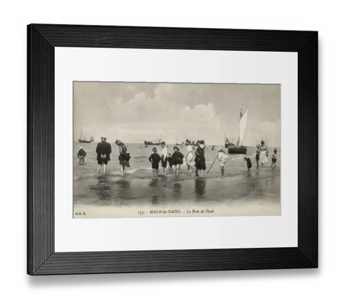 Framed Print : Dunkirk, France - paddling at Malo-les-Bains beach