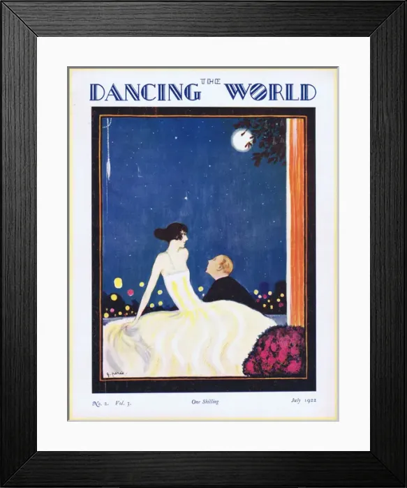 Framed Print : Art deco cover of The Dancing World Magazine, July 1922 by P Framed Print : Art deco cover of The Dancing World Magazine, July 1922 by P