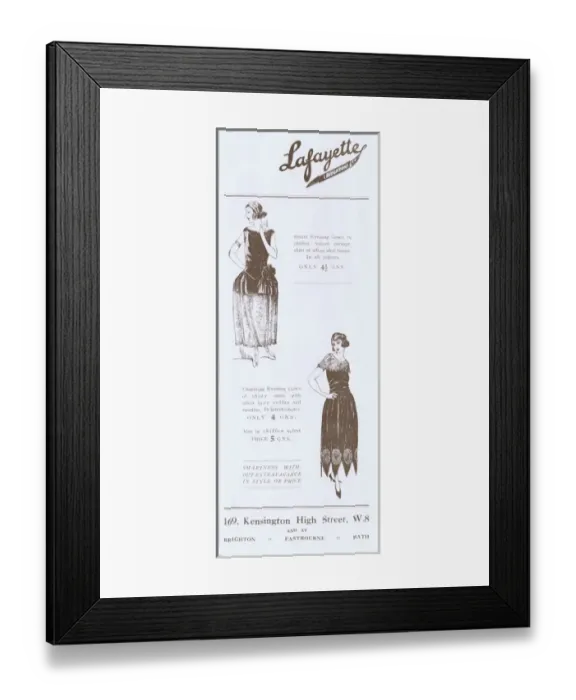 Framed Print : Advert for the fashion house of Lafayette, London, 1922 Framed Print : Advert for the fashion house of Lafayette, London, 1922