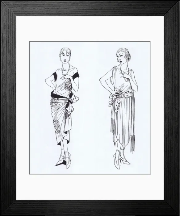 Framed Print : Sketches of two ladies fashions from 1921 from Paris Framed Print : Sketches of two ladies fashions from 1921 from Paris