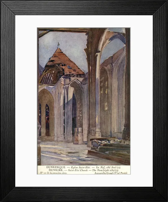 Framed Print : Dunkirk, France - Saint Eloi church nave, WW1 Framed Print : Dunkirk, France - Saint Eloi church nave, WW1