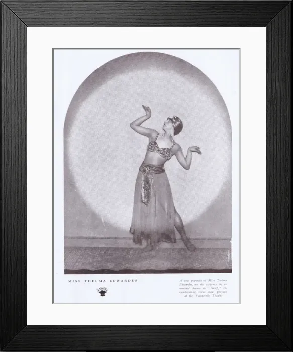 Framed Print : A portrait of the Thelma Edwardes in her oriental dance in S Framed Print : A portrait of the Thelma Edwardes in her oriental dance in S