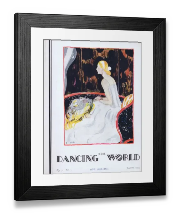 Framed Print : Art deco cover of The Dancing World Magazine, January 1923 Framed Print : Art deco cover of The Dancing World Magazine, January 1923