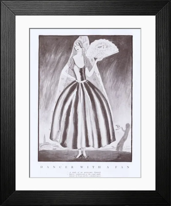 Framed Print : Art deco sketch by G. Peres entitled Dancer With a Fan Framed Print : Art deco sketch by G. Peres entitled Dancer With a Fan