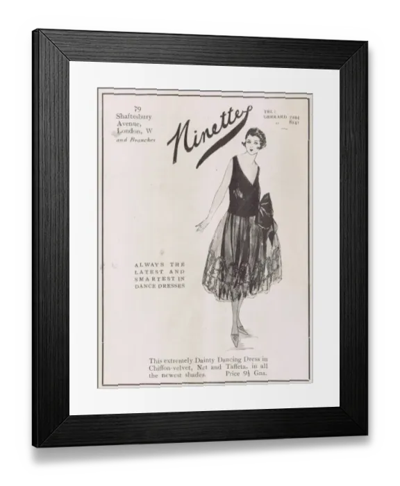 Framed Print : Advert for the London fashion house of Ninette, 1921 Framed Print : Advert for the London fashion house of Ninette, 1921