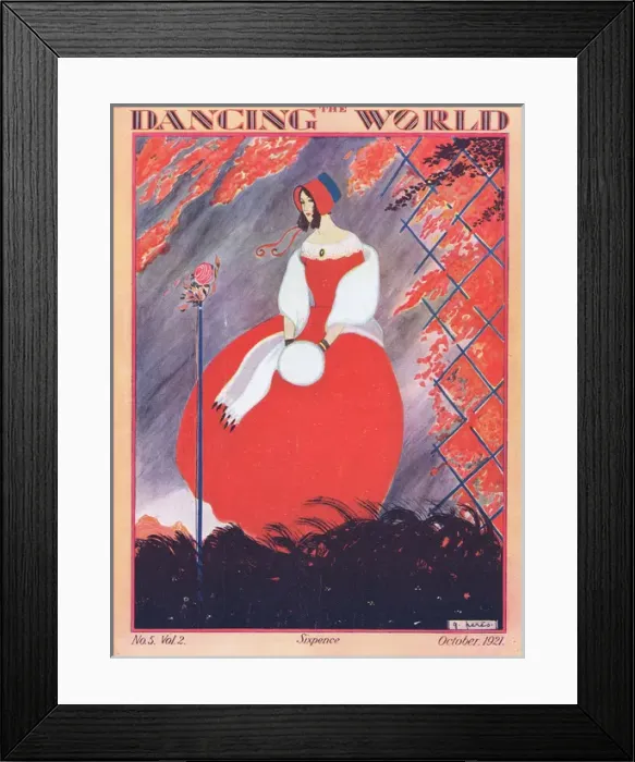 Framed Print : Art deco cover of The Dancing World Magazine, October 1921 Framed Print : Art deco cover of The Dancing World Magazine, October 1921