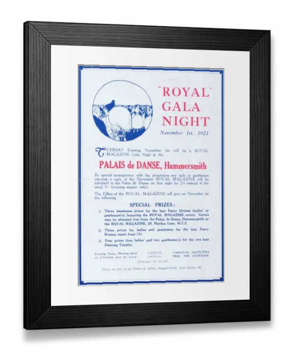 Framed Print : Advert for the Royal Magazine Gala Night at the Palais de Da Framed Print : Advert for the Royal Magazine Gala Night at the Palais de Da