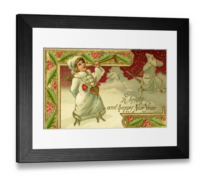 Framed Print : Edwardian New Year postcard Framed Print : Edwardian New Year postcard