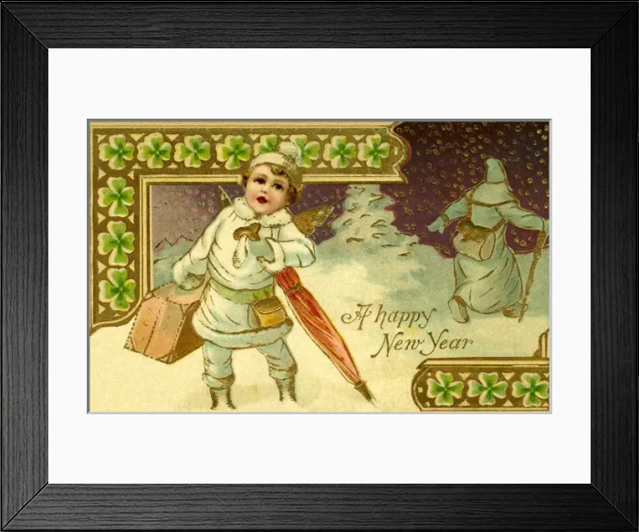 Framed Print : Edwardian New Year postcard Framed Print : Edwardian New Year postcard