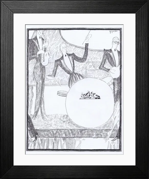 Framed Print : An art deco sketch by Peres of a Jazz Band, 1923 Framed Print : An art deco sketch by Peres of a Jazz Band, 1923