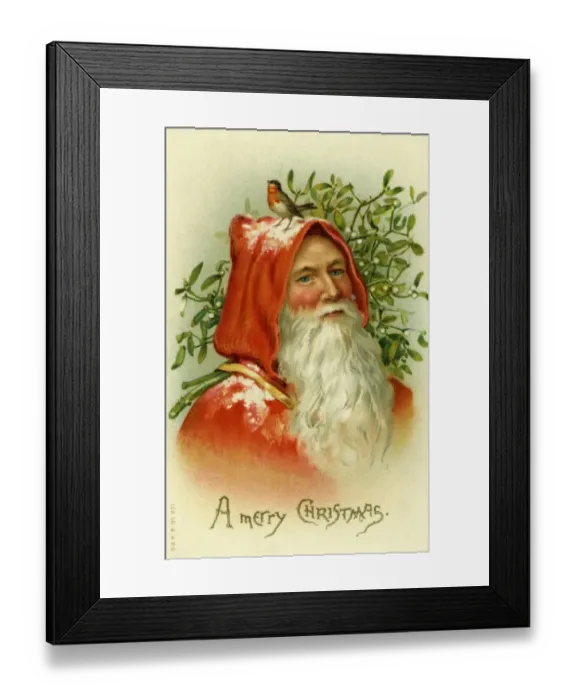 Framed Print : Santa Claus & mistletoe Framed Print : Santa Claus & mistletoe