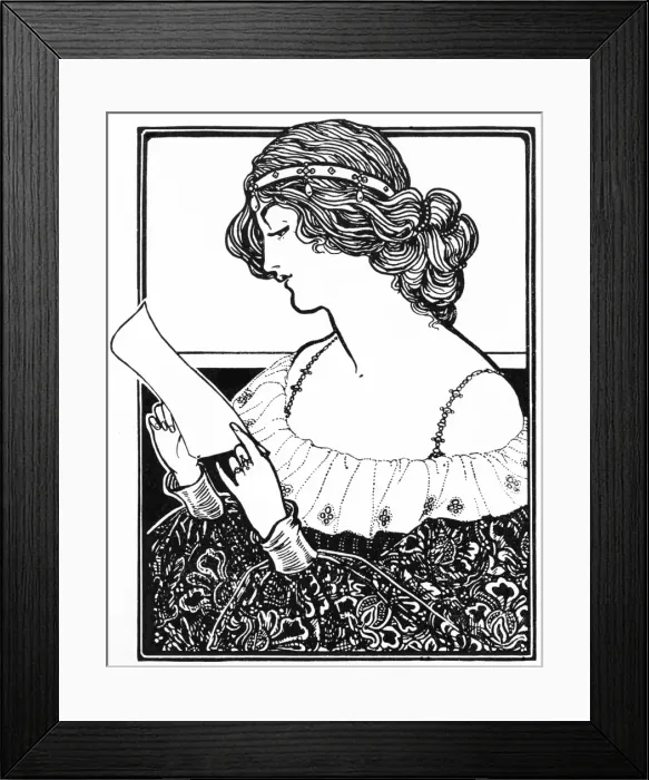 Framed Print : Young woman reading a letter Framed Print : Young woman reading a letter