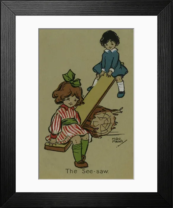 Framed Print : Children on a see-saw Framed Print : Children on a see-saw