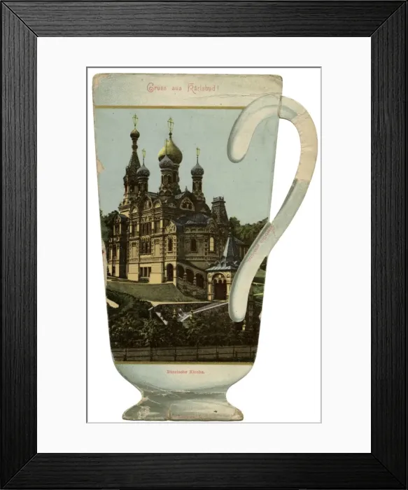 Framed Print : Russian Church, Karlsbad - Postcard in the shape of a mug Framed Print : Russian Church, Karlsbad - Postcard in the shape of a mug