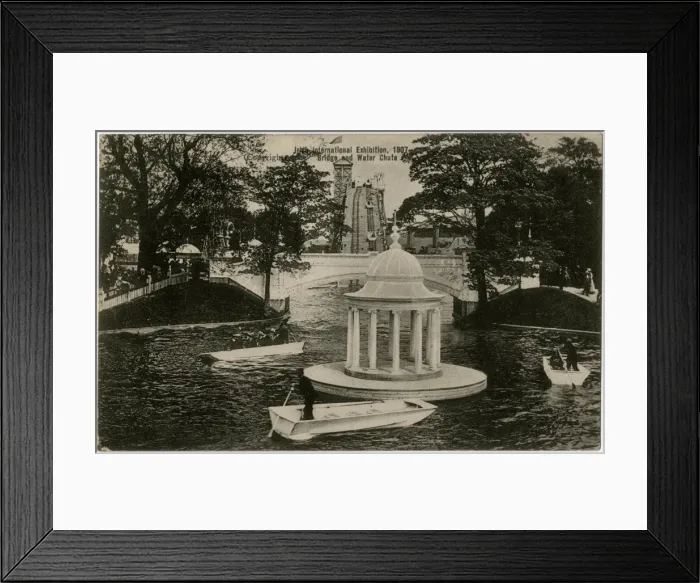 Framed Print : Irish International Exhibition - Bridge and Water Chute Framed Print : Irish International Exhibition - Bridge and Water Chute