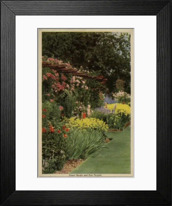 Framed Print : Floral Border and Rose Pergola - Popular 1930s scheme Framed Print : Floral Border and Rose Pergola - Popular 1930s scheme