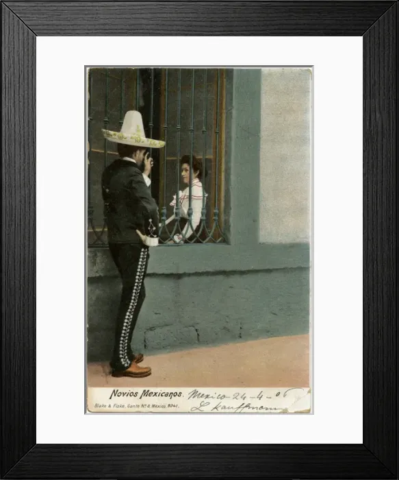 Framed Print : Mexican dating - Lovers chat through a barred window Framed Print : Mexican dating - Lovers chat through a barred window