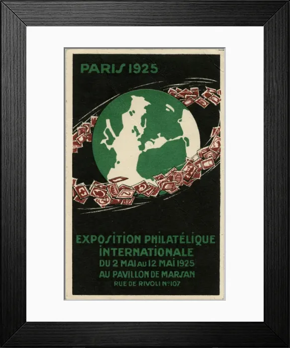 Framed Print : Promotion postcard for a Stamp Exhibition in Paris, France Framed Print : Promotion postcard for a Stamp Exhibition in Paris, France
