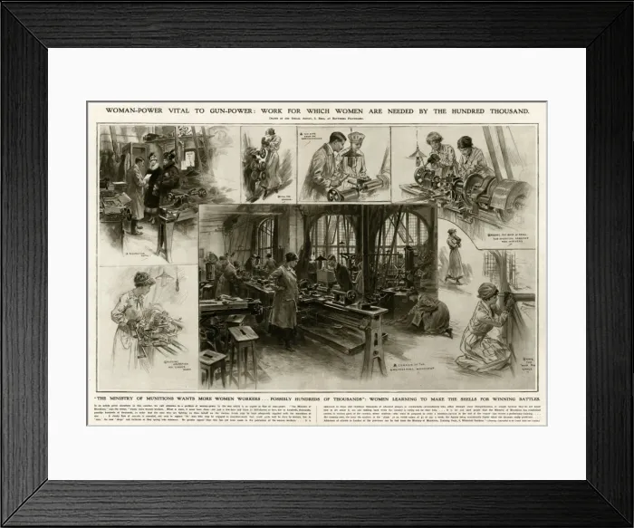 Framed Print : Women munition-makers 1916 Framed Print : Women munition-makers 1916