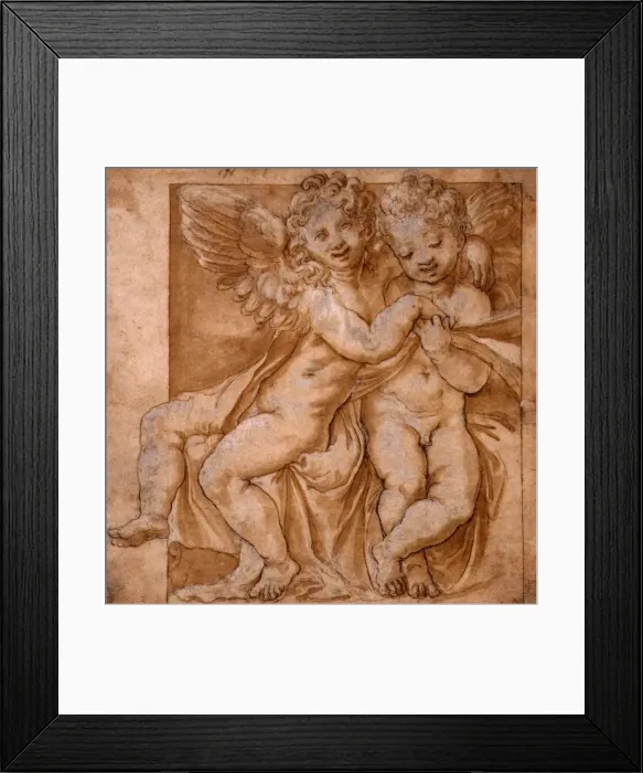 Framed Print : Two Putti. Polidoro da Caravaggio 1492 - 1543 (after) Framed Print : Two Putti. Polidoro da Caravaggio 1492 - 1543 (after)