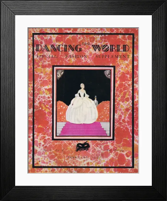 Framed Print : Art deco cover of The Dancing World Magazine, February by Pe Framed Print : Art deco cover of The Dancing World Magazine, February by Pe