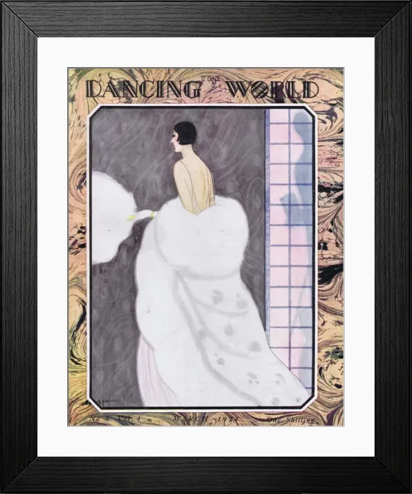 Framed Print : Art deco cover of The Dancing World Magazine, March 1924 by Framed Print : Art deco cover of The Dancing World Magazine, March 1924 by