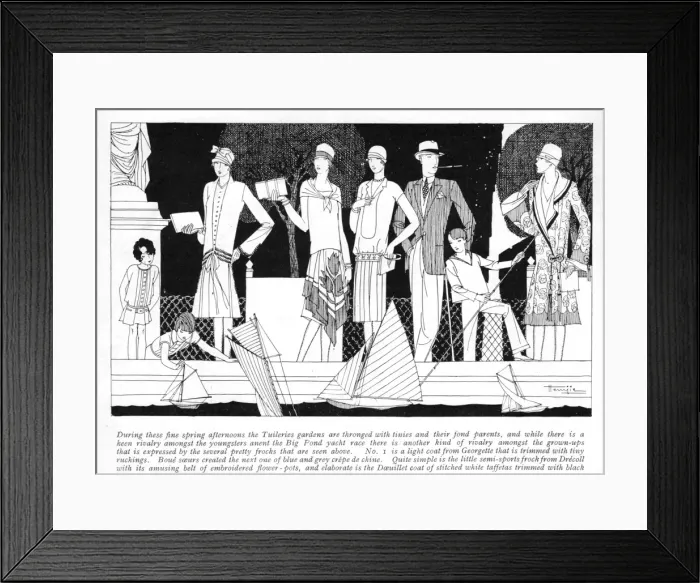 Framed Print : Art deco sketch by Hemjie of fashions at the Tuileries Garde Framed Print : Art deco sketch by Hemjie of fashions at the Tuileries Garde