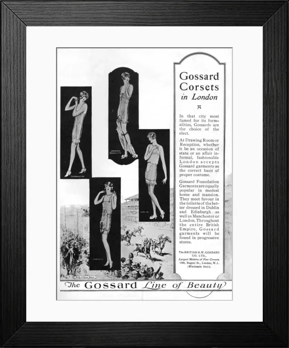 Framed Print : Advert for the British H. W. Gossard corsets, London, 1926 Framed Print : Advert for the British H. W. Gossard corsets, London, 1926