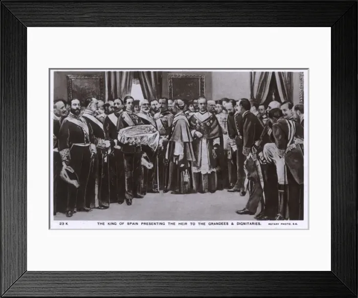 Framed Print : Alfonso XIII of Spain presenting his son to Dignitaries Framed Print : Alfonso XIII of Spain presenting his son to Dignitaries