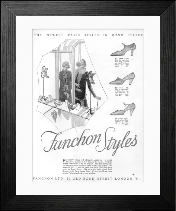 Framed Print : Advert for Fanchon shoe styles, London, 1926 Framed Print : Advert for Fanchon shoe styles, London, 1926