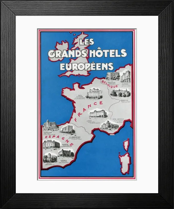 Framed Print : Advertisement for European hotels 1929 Framed Print : Advertisement for European hotels 1929