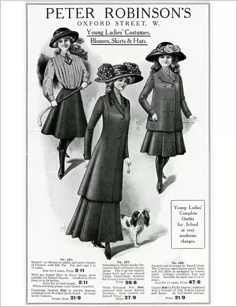 Advert for Peter Robinsons clothing for teenage girls 1909