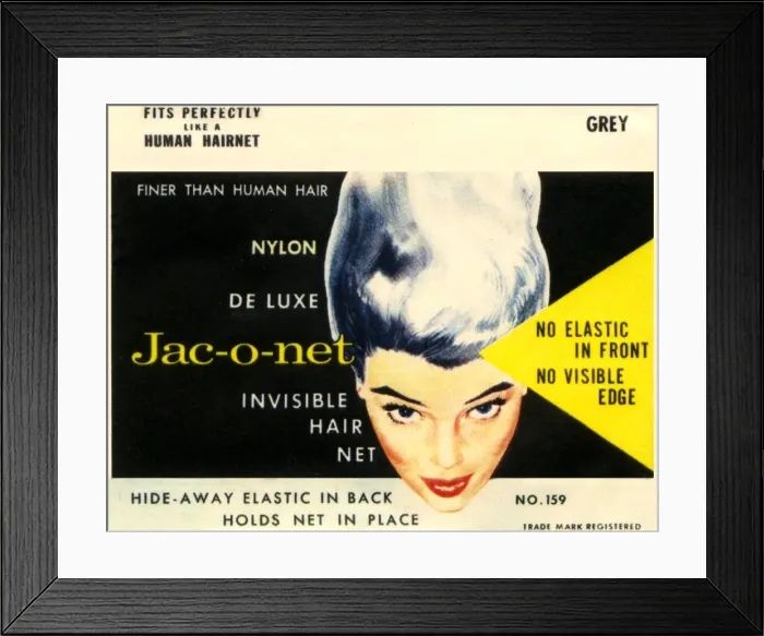 Framed Print : Vintage Hairnet Packaging - Deluxe Jac-o-net Hair Net Framed Print : Vintage Hairnet Packaging - Deluxe Jac-o-net Hair Net