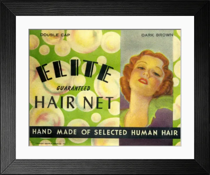 Framed Print : Vintage Hairnet Packaging - Elite Hair Net Framed Print : Vintage Hairnet Packaging - Elite Hair Net