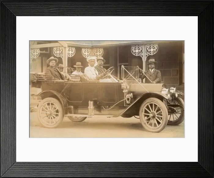 Framed Print : Group of men in a motor car, West or South Africa Framed Print : Group of men in a motor car, West or South Africa