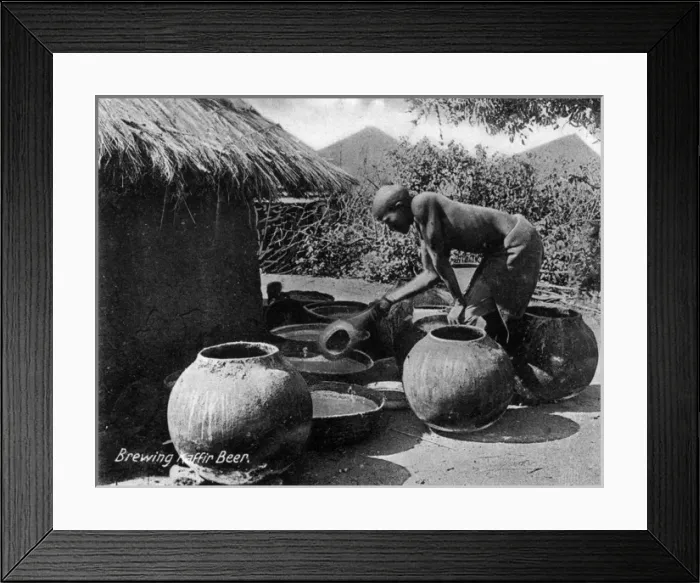 Framed Print : Native African Matabele man brewing beer