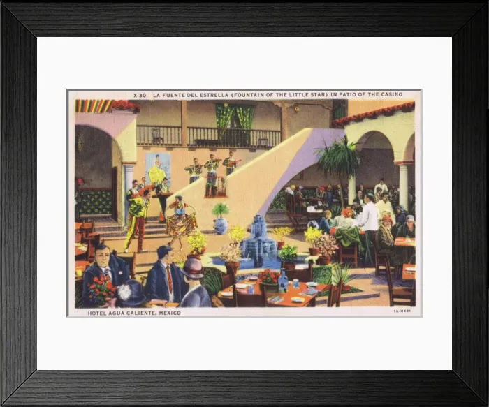 Framed Print : A scene in the pation of the Casino at the Hotel Agua Calien Framed Print : A scene in the pation of the Casino at the Hotel Agua Calien