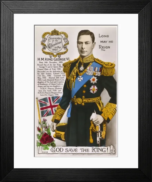 Framed Print : King George VI - Coronation Souvenir Postcard Framed Print : King George VI - Coronation Souvenir Postcard